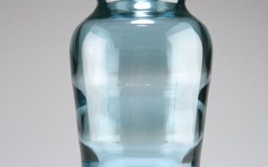 ELIS BERGH FOR KOSTA, A BLUE RIBBED OPTIC GLASS VASE