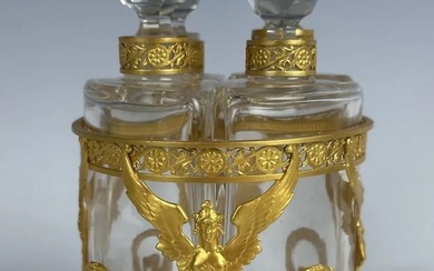 EMPIRE STYLE ORMOLU MOUNTED BACCARAT GLASS PERFUME BOTTLES