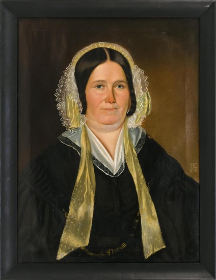 ENGLISH SCHOOL, 19th Century, Portrait of a woman., Oil on canvas, 28.5" x 20.75". Framed 32" x 24".