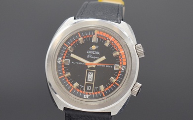 ENICAR Sherpa 600 Super Dive montre-bracelet pour hommes en acier, Suisse vers 1970, automatique, fond...