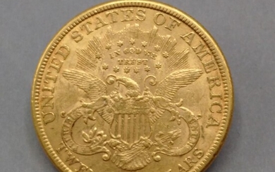 ETATS-UNIS Une pièce de 20 Dollars or, 1888 Toutes les pièces d'or sont conservées au...