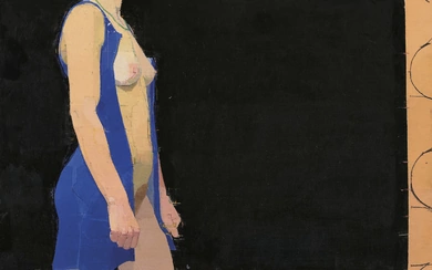 EUAN UGLOW (1932-2000) Striding Nude, Blue Dress