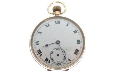 Early 20th Century 9ct gold open-face pocket watch, white...