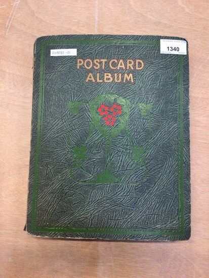 Early 20th century postcard album containing postcards, Christmas cards, and birthday cards