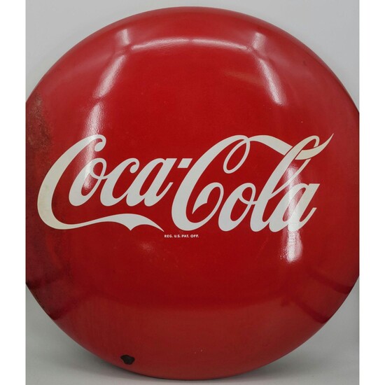 Early Vintage Button Coca Cola Porcelain Sign Pre 1950