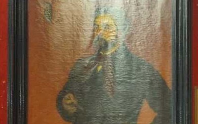 École du XIXe siècle Portrait d'artiste Huile sur toile, inscription au dos "M Abbeloos Ch"...