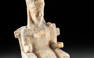 Elegant Archaic Greek Terracotta Seated Goddess
