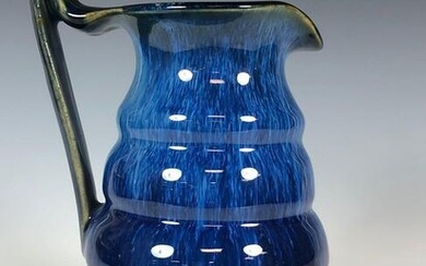 English Blue Glazed Denby Ware Pottery Pitcher