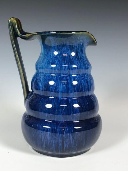 English Blue Glazed Denby Ware Pottery Pitcher