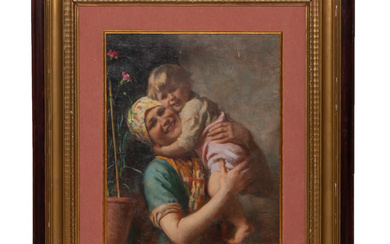 Ezio Marzi, Mother with Child Oil on Canvas