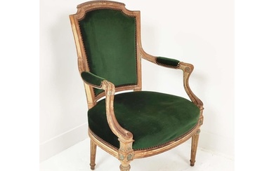 FAUTEUIL, late 19th/early 20th century Louis XVI style in gr...