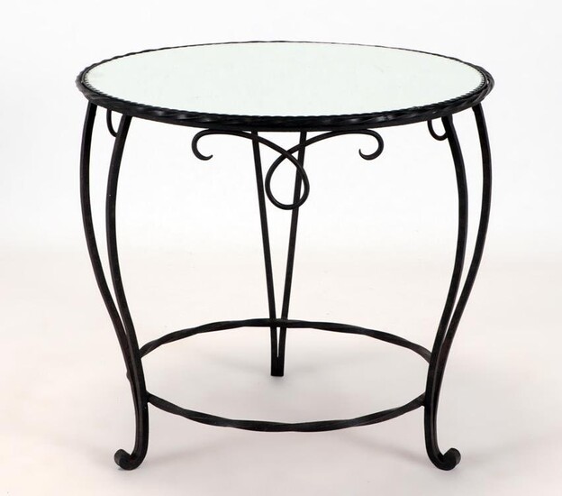 FRENCH IRON AND MIRRORED OCCASIONAL TABLE C.1940