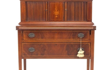 Federal Style Inlaid Mahogany Tambour Desk