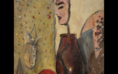 Filippo De Pisis ( Ferrara 1896 - Milano 1956 ) , "Natura morta con maschera" 1926 oil on canvas cm 65x50 Signed lower right Provenance Collection A. Corradi, Imola Galleria La...