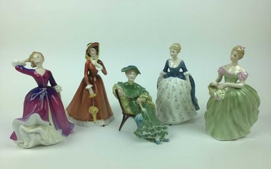 Five Royal Doulton figures - Clarissa HN2345, Julia HN2705, Melissa HN2467, Alison HN2336 and Ascot HN2356