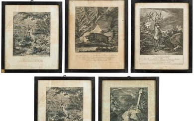 Five hunting engravings, Johann Elias Ridinger