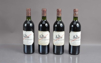 Four bottles of Chateau Beychevelle 4eme GCC 1983