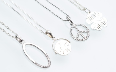 Four pendants with sterling silver chains (4)