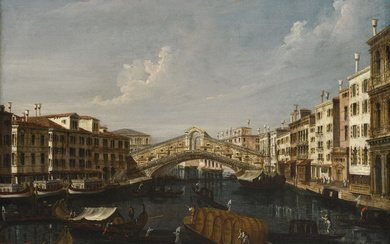 Francesco Albotto (1721/22-1757), Vue du Grand Canal vers Rialto, huile sur toile, 46x60 cm
