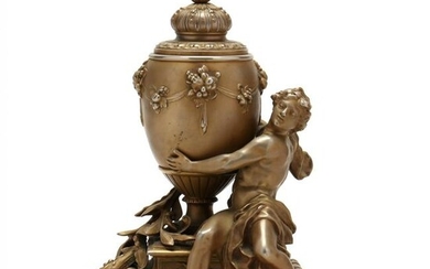 French Bronzed Metal Figural Inkwell