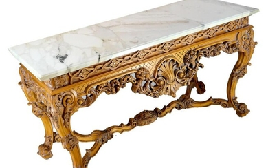 French Ornate Marble Top Console