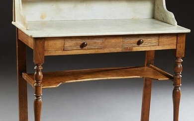 French Provincial Carved Poplar Marble Top Washstand