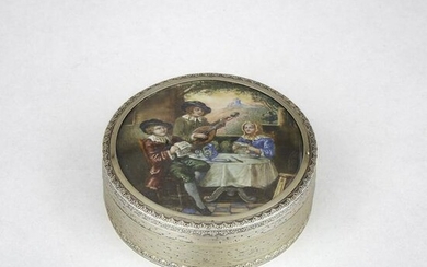 French Silver Parcel-Gilt Circular Box with Inset