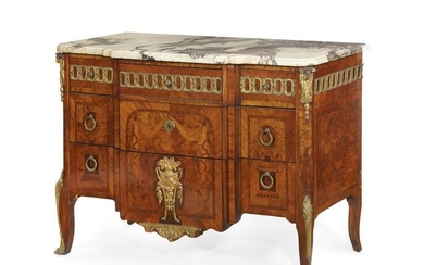French gilt bronze marquetry commode