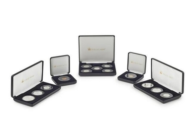 G.B - Five cased gold and silver proof and other coin
