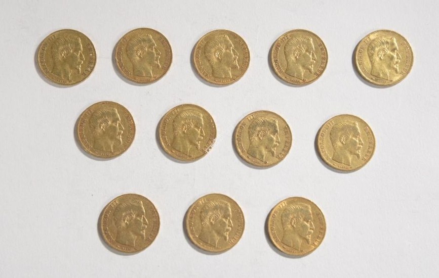 GOLDEN CURRENCY: 12 gold coins of 20 gold...