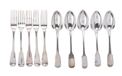 GROUP OF ENGLISH SILVER FLATWARE, 693g