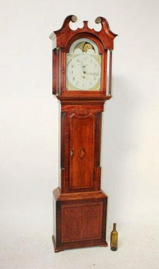 Georgian tall clock in mahogany with moon phase dial