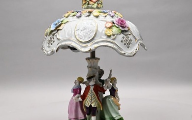 German Porcelain Table Lamp, Von Schierholz