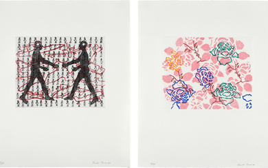 Ghada Amer, Two works: (i) Amalia and I; (ii) Pink Wallpaper