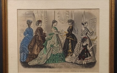 Godey Fashions Hand Colored engraving April 1869