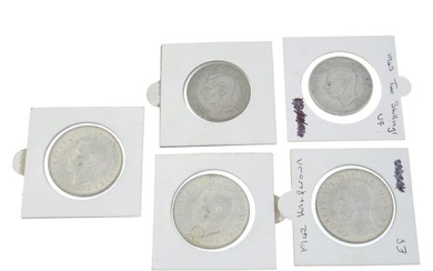 Group of 5 United Kingdom, George VI AR Coins.