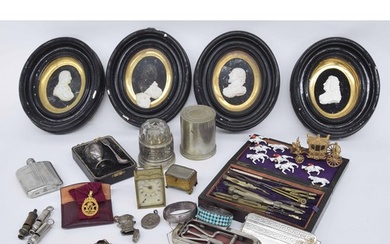Group of interesting items to include a small French ormolu ...