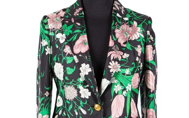 Gucci - Abbigliamento Jacket Long sleeves flora printed silk jacket, metal gilt buttons, french size 38, with dustbag