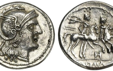 H series, Quinarius, South-East Italy, ca. 211-210 BC; AR (g...