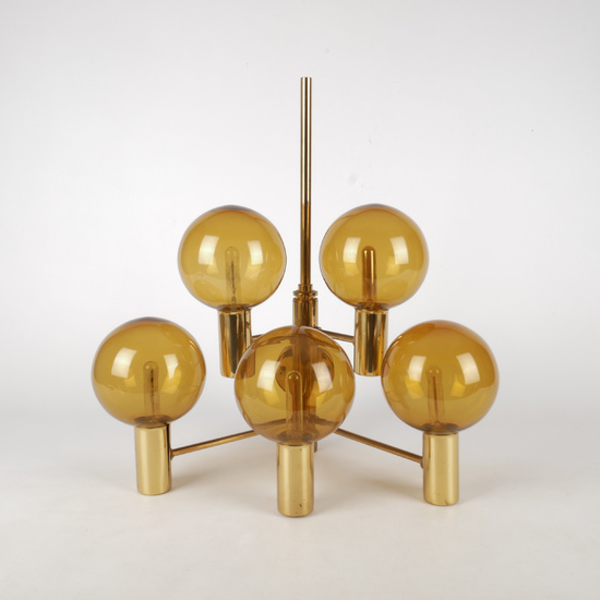 HANS-AGNE JAKOBSSON. Markaryd Wall lamp "Patricia V287", 5-armed, brass and glass, 1950s/60s.