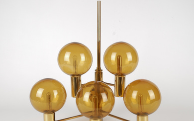 HANS-AGNE JAKOBSSON. Markaryd Wall lamp "Patricia V287", 5-armed, brass and glass, 1950s/60s.