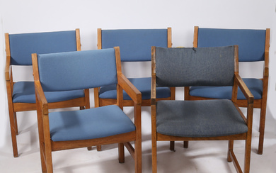 HANS WEGNER FOR GETAMA. A SET OF FOUR ELBOW CHAIRS TOGETHER WITH ANOTHER SIMILAR EXAMPLE (5).