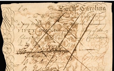 HENRY MIDDLETON Colonial Currency SC. April 1775