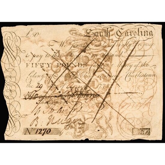 HENRY MIDDLETON Colonial Currency SC. April 1775