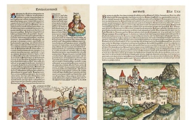 Hartmann Schedel, Two Incunable Leaves from Nuremberg Chronicle