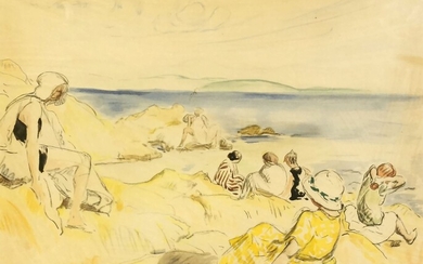 Henri LEBASQUE (1865-1937) En bord de plage... - Lot 12 - STEFFEN’S Enchères Rambouillet