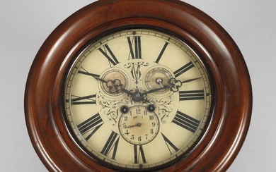 Horloge murale avec thermomètre Angleterre, 2e moitié du 19e s., horloge à cadre rond avec...