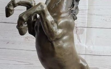 Hot Cast Bronze Rearing Stallion Horse Bronco Western Decor Signed Art Sculpture Statue