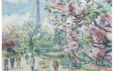 Hughes Claude Pissarro (b. 1935), Springtime in the garden, Paris