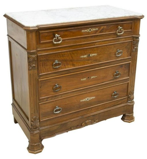 ITALIAN LOUIS PHILIPPE STYLE MARBLE-TOP COMMODE